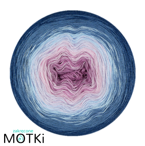 (5)  Włóczka Ombre bawełna/akryl B657: wrzos/ pastelowy róż/ jasny niebieski/ niebieski/ indygo melanż