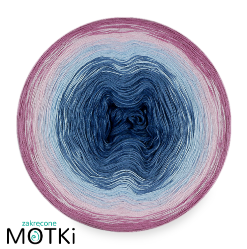 (5)  Włóczka Ombre bawełna/akryl B657a: indygo melanż/ niebieski/ jasny niebieski/ pastelowy róż/ wrzos