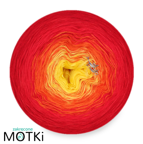 (4) Włóczka Ombre bawełna/akryl B267: słoneczny żółty/ pomarańcz/ intensywna czerwień/ czerwień