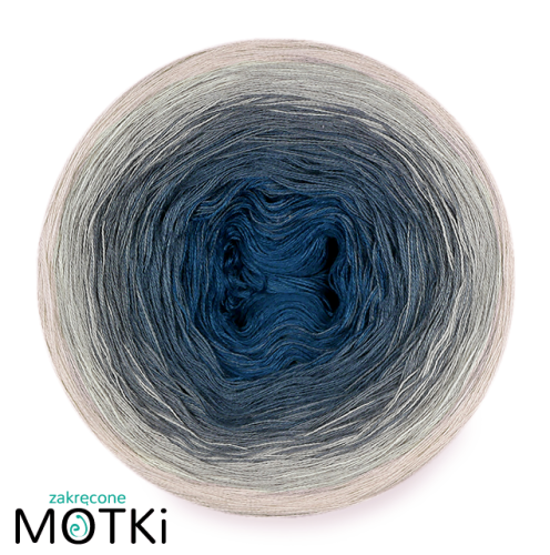 (5)  Włóczka Ombre bawełna/akryl B664a: petrol/ stalowy/ szary/ chłodny beż/ pudrowy róż