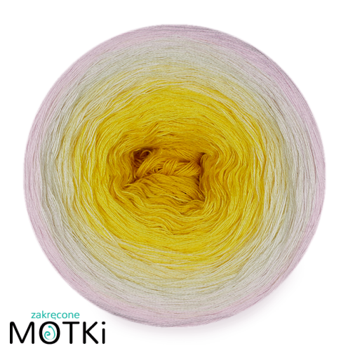 (5)  Włóczka Ombre bawełna/akryl B656a: żółty/ słoneczny żółty/ jasny żółty/ krem/ pudrowy róż