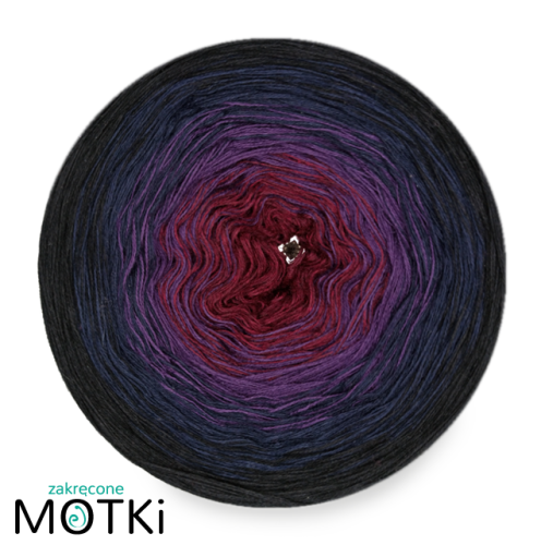 (4) Włóczka Ombre bawełna/akryl B275: bordo melanż/ fiolet/ granat/ czarny