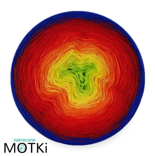 (7)  Włóczka Ombre bawełna/akryl B667: neonowa zieleń/ słoneczny żółty/ mango/ intensywna czerwień/ czerwień/ burgund/ szafir