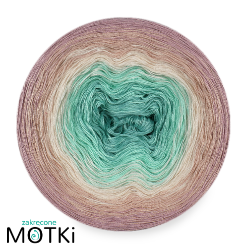 (5)  Włóczka Ombre bawełna/akryl B668: patyna/ pistacja/ pudrowy beż/ pąsowy/ lila