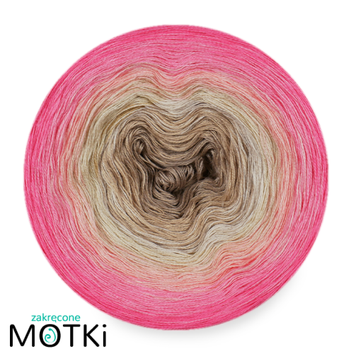 (6)  Włóczka Ombre bawełna/akryl B670: ciemny beż/ ciepły beż/ pudrowy beż/ jasny róż/ landrynkowy róż/ magneta