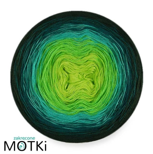 (5)  Włóczka Ombre bawełna/akryl B671: neonowa zieleń/ zielone jabłuszko/ grynszpan/ navy/ ciemna butelka