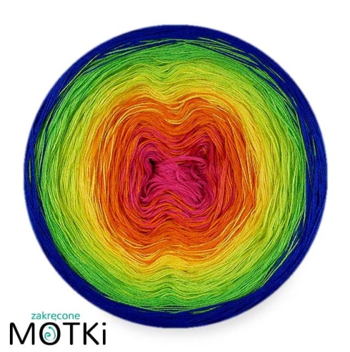 (6)  Włóczka Ombre bawełna/akryl B693: jasna fuksja/ mandarynka/ słoneczny żółty/ neonowa zieleń/ zielone jabłuszko/ szafir