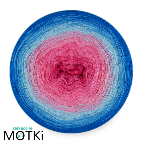 (6)  Włóczka Ombre bawełna/akryl B697: jasna fuksja/ magneta/ landrynkowy róż/ jasny błękit/ cyjan/ lazur