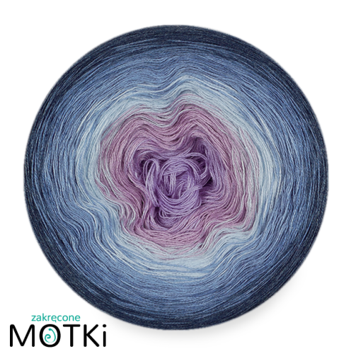 (6)  Motek Ombre VP03a bawełna/ akryl: krokus/ jasny fiolet/ jasny niebieski/ błękit/ jeans/ indygo