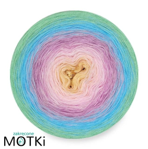 (5)  Włóczka Ombre Bawełna Zero Waste - Z6: jasny żółty/ jasny róż/ jasny fiolet/ błękit/ pistacja