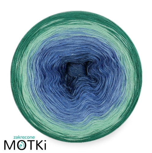 (5)  Włóczka Ombre bawełna/akryl B712: indygo/ jeans/ błękit/ pistacja/ morski