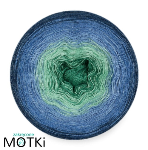(5)  Włóczka Ombre bawełna/akryl B712a: morski/ pistacja/ błękit/ jeans/ indygo