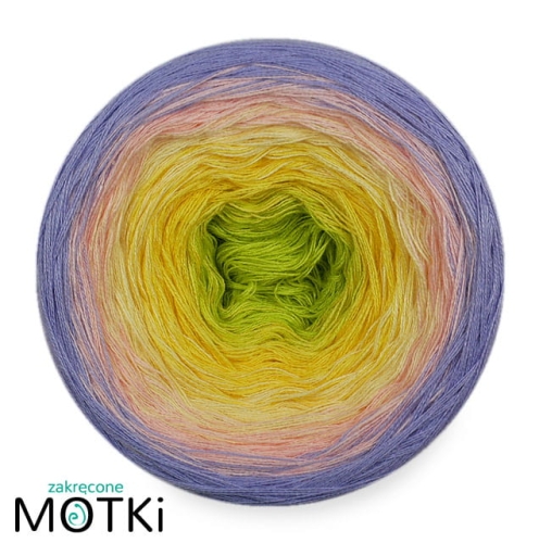 (5)  Włóczka Ombre bawełna/akryl B713: kiwi/ słoneczny żółty/ jasny żółty/ jasny róż/ krokus