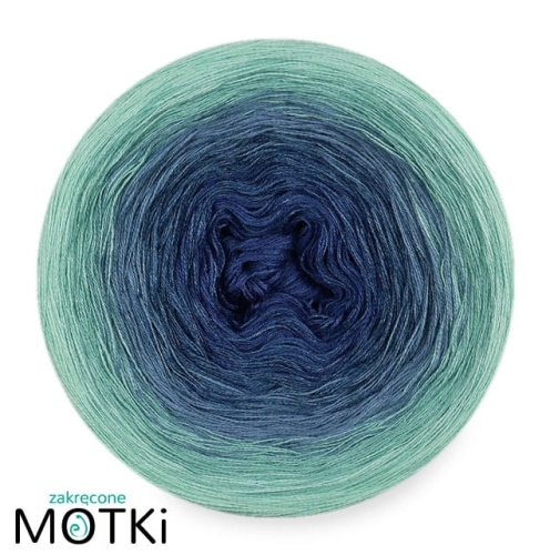 (5)  Włóczka Ombre bawełna/akryl B721a: ciemny niebieski/ indygo/ niebieski/ patyna/ pistacja