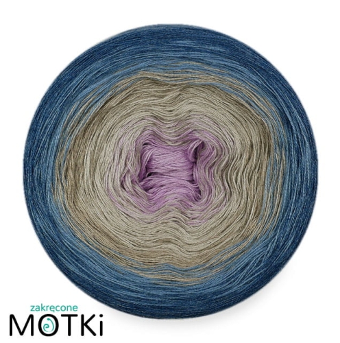(5)  Włóczka Ombre bawełna/akryl B723: jasny fiolet/ chłodny beż/ zimny beż/ niebieski/ indygo melanż