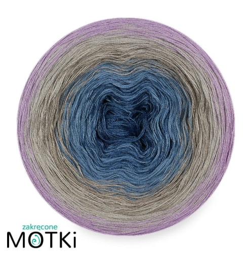 (5)  Włóczka Ombre bawełna/akryl B723a: indygo melanż/ niebieski/ zimny beż/ chłodny beż/ jasny fiolet