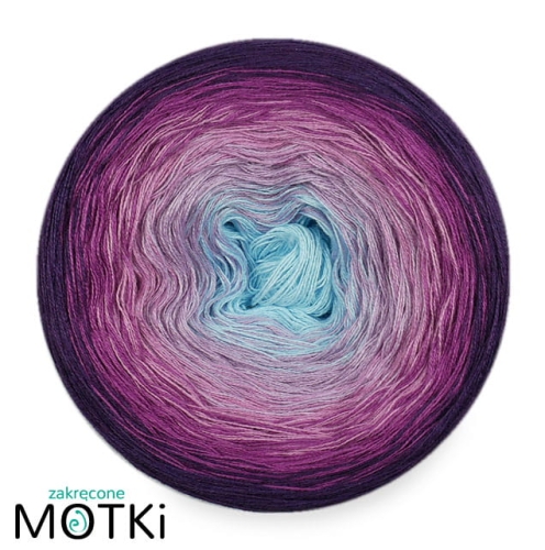 (5)  Włóczka Ombre bawełna/akryl B727: jasny błękit/ jasny fiolet/ wrzos/ oleander/ fiolet