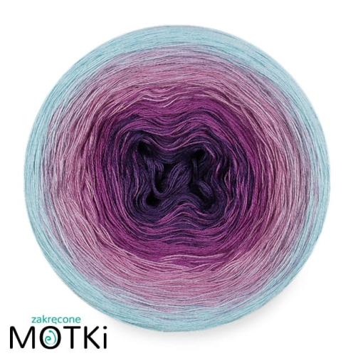 (5)  Włóczka Ombre bawełna/akryl B727a: fiolet/ oleander/ wrzos/ jasny fiolet/ jasny błękit