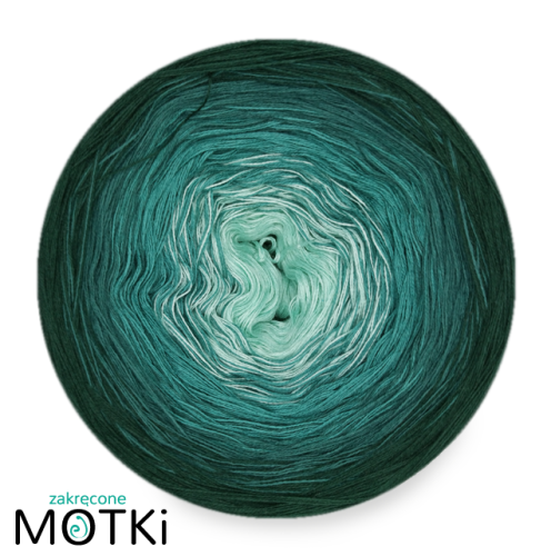 (4) Włóczka Ombre bawełna/akryl B253: pistacja/ morski/ ciemny szmaragd/ butelkowa zieleń