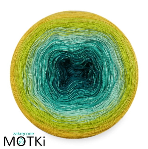 (5)  Włóczka Ombre bawełna/akryl B730a: navy/ grynszpan/ pistacja/ kiwi/ intensywny żółty