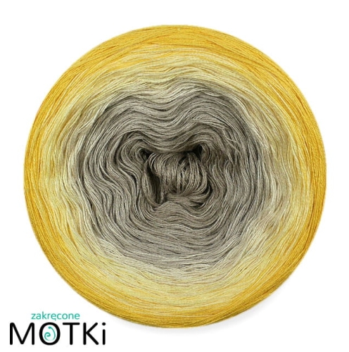 (5)  Włóczka Ombre bawełna/akryl B715: zimny beż/ chłodny beż/ pudrowy beż/ jasny żółty/ intensywny żółty