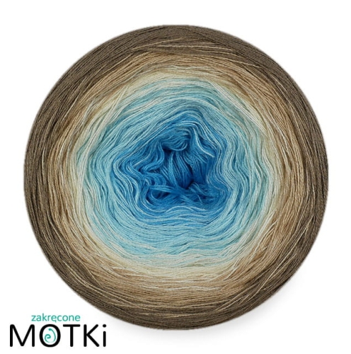 (5)  Włóczka Ombre bawełna/akryl B472a: cyjan/ jasny błękit/ krem/ ciepły beż/ beżowo- szary