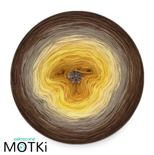 (6) Włóczka Ombre bawełna/akryl B158: kurkuma/ słoneczny żółty/ jasny żółty/ ciemny beż/ orzech/ brąz