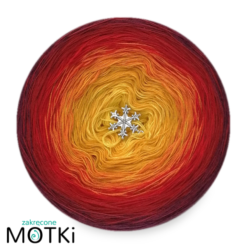 (6) Włóczka Ombre bawełna/akryl B153: słoneczny żółty/ kurkuma/ koniak/ czerwień/ burgund/ bordo melanż