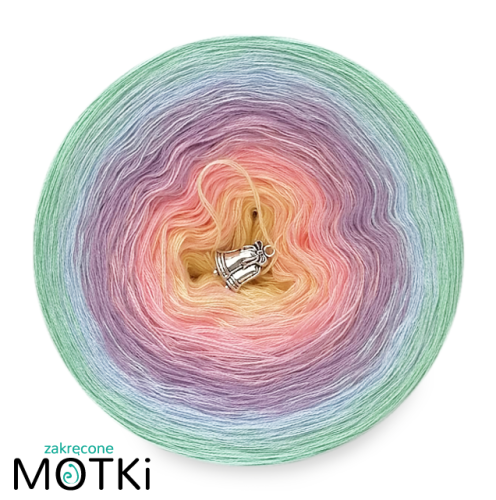 (5) Włóczka Ombre b/a B161: jasny żółty/ jasny róż/ jasny fiolet/ jasny niebieski/ pistacja