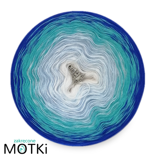 (4) Włóczka Ombre bawełna/akryl B157: biały/ jasny niebieski/ turkus/ szafir