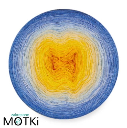 (6)  Motek Ombre UKR1 bawełna/ akryl: żółty/ słoneczny żółty/ jasny żółty/ jasny niebieski/ błękit/ jeans