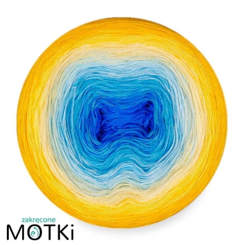 (6)  Motek Ombre UKR2a bawełna/ akryl: lapis/ cyjan/ jasny błękit/ jasny żółty/ słoneczny żółty/ żółty