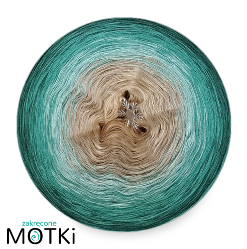 (5) Włóczka Ombre bawełna/akryl B156: ciepły beż/ ciemny beż/ patyna/ morski/ ciemny szmaragd