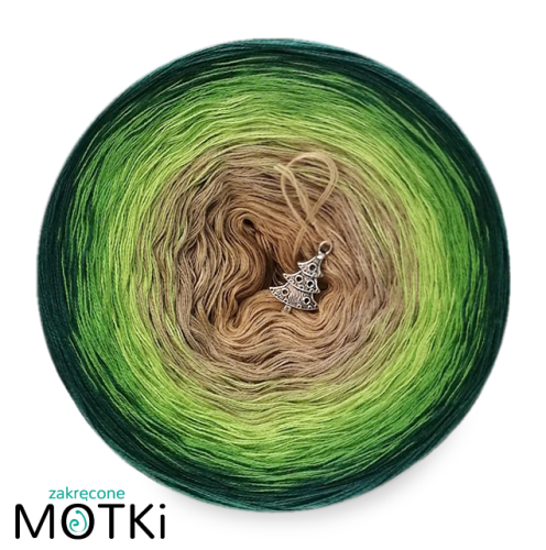 (5) Włóczka Ombre bawełna/akryl B155: ciepły beż/ ciemny beż/ liściasta zieleń/ zieleń/ ciemny szmaragd
