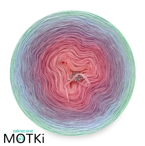 (5) Włóczka Ombre bawełna/akryl B162: jasny róż/ róż/ jasny fiolet/ jasny niebieski/ pistacja