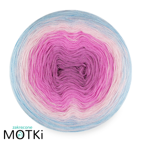 (4)  Włóczka Ombre Bawełna Zero Waste - Z100a: wrzos/ róż/ jasny róż/ jasny niebieski