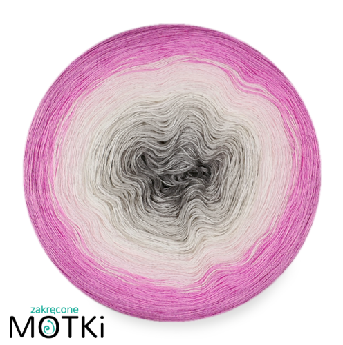 (6)  Włóczka Ombre Bawełna Zero Waste - Z126: szary/ jasny szary/ latte/ jasny róż/ róż/ wrzos