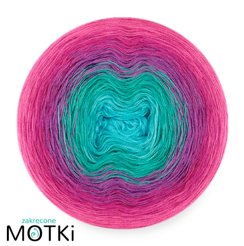 (5)  Włóczka Ombre bawełna/akryl B790a: turkus/ grynszpan/ oleander/ fuksja/ jasna fuksja
