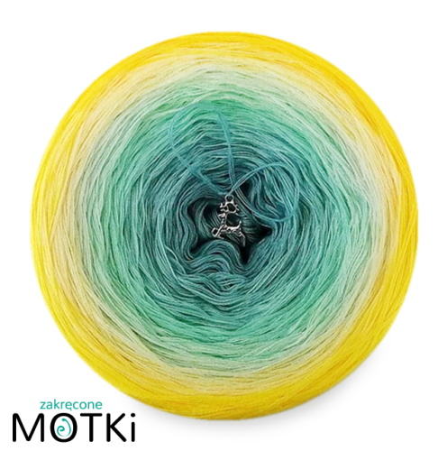 (5) Włóczka Ombre bawełna/akryl B175: patyna/ pistacja/ jasna pistacja/ jasny żółty/ słoneczny żółty