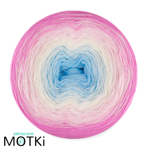 (4)  Włóczka Ombre Bawełna Zero Waste - Z101a: jasny niebieski/ latte/ jasny róż/ róż