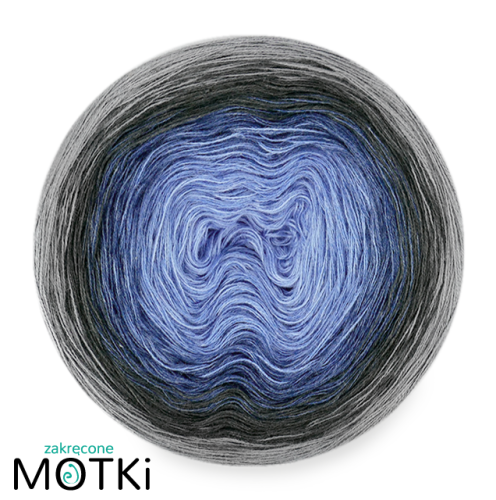 (5)  Włóczka Ombre bawełna/akryl B796: błękit/ jeans/ indygo melanż/ ciemny szary/ szary