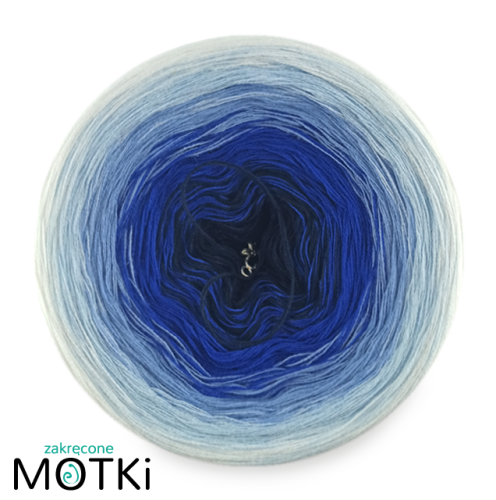 (5) Włóczka Ombre bawełna/akryl B142: granat/ szafir/ błękit/ jasny niebieski/ biały
