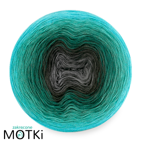 (6)  Włóczka Ombre bawełna/akryl B797a: szary/ ciemny szary/ ciemny szmaragd/ morski/ opal/ turkus