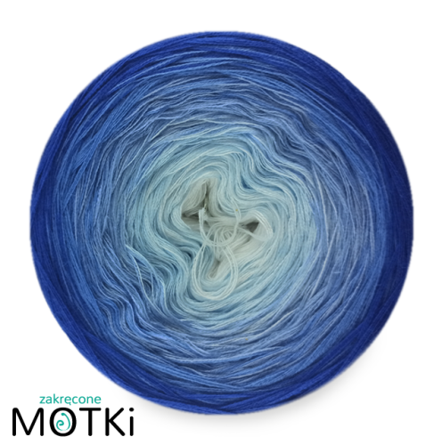 (5) Włóczka Ombre bawełna/akryl B141: biały/ jasny niebieski/ błękit/ atrament/ szafir