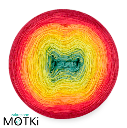 (6)  Włóczka Ombre bawełna/akryl B801: morski/ kiwi/ żółty/ mango/ intensywna czerwień/ burgund