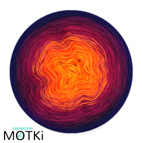 (5)  Włóczka Ombre Bawełna Zero Waste - Z33: żółty/ pomarańcz/ fuksja/ jeżyna/ granat