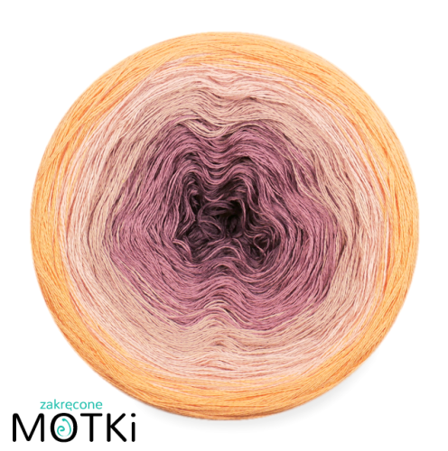 (5) Bawełna Zero Waste - Z81a: brudny fiolet/ ciemna lila/ brudny róż/ brzoskwinia/ łososiowy róż