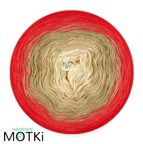 (5) Włóczka Ombre bawełna/akryl B492: krem/ ciepły beż/ ciemny beż/ koral/ intensywna czerwień