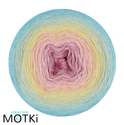 (5)  Włóczka Ombre bawełna/akryl B651a: wrzos/ jasny róż/ jasny żółty/ jasna pistacja/ jasny błękit