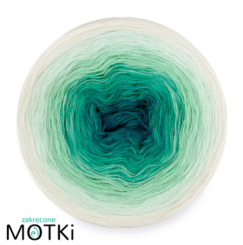 (5)  Włóczka Ombre Bawełna Zero Waste - Z30: morski/ opal/ pistacja/ jasna pistacja/ krem